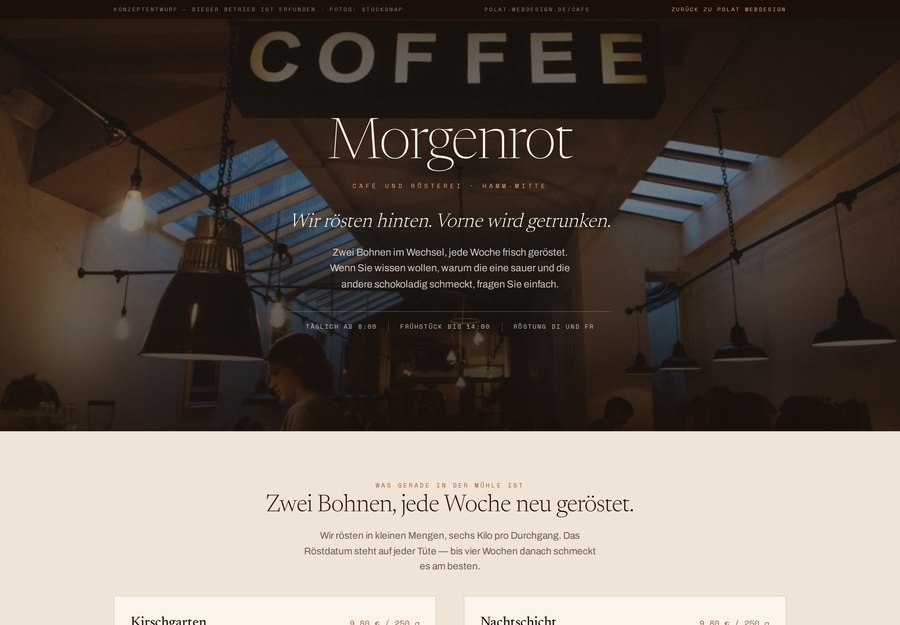 Website für Café Morgenrot
