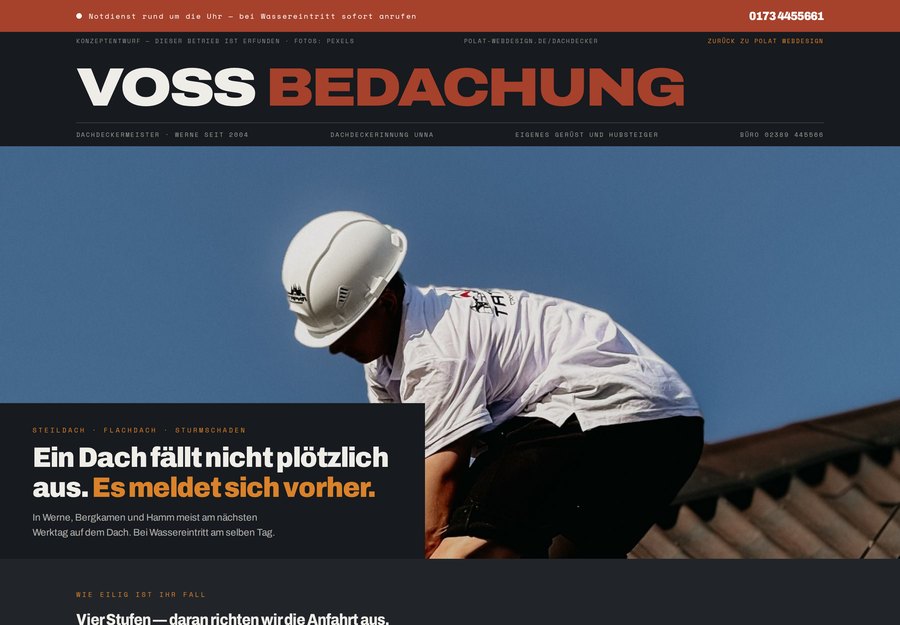 Website für Dachdecker Voss