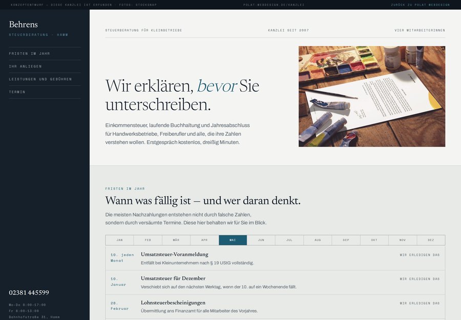 Website für Steuerkanzlei Behrens