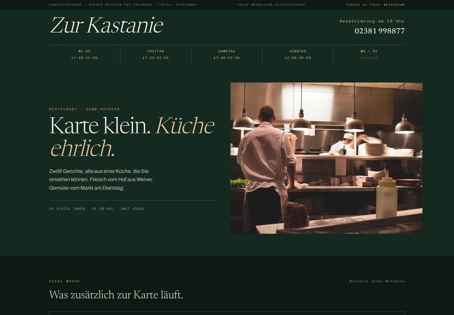 Website für Restaurant Zur Kastanie